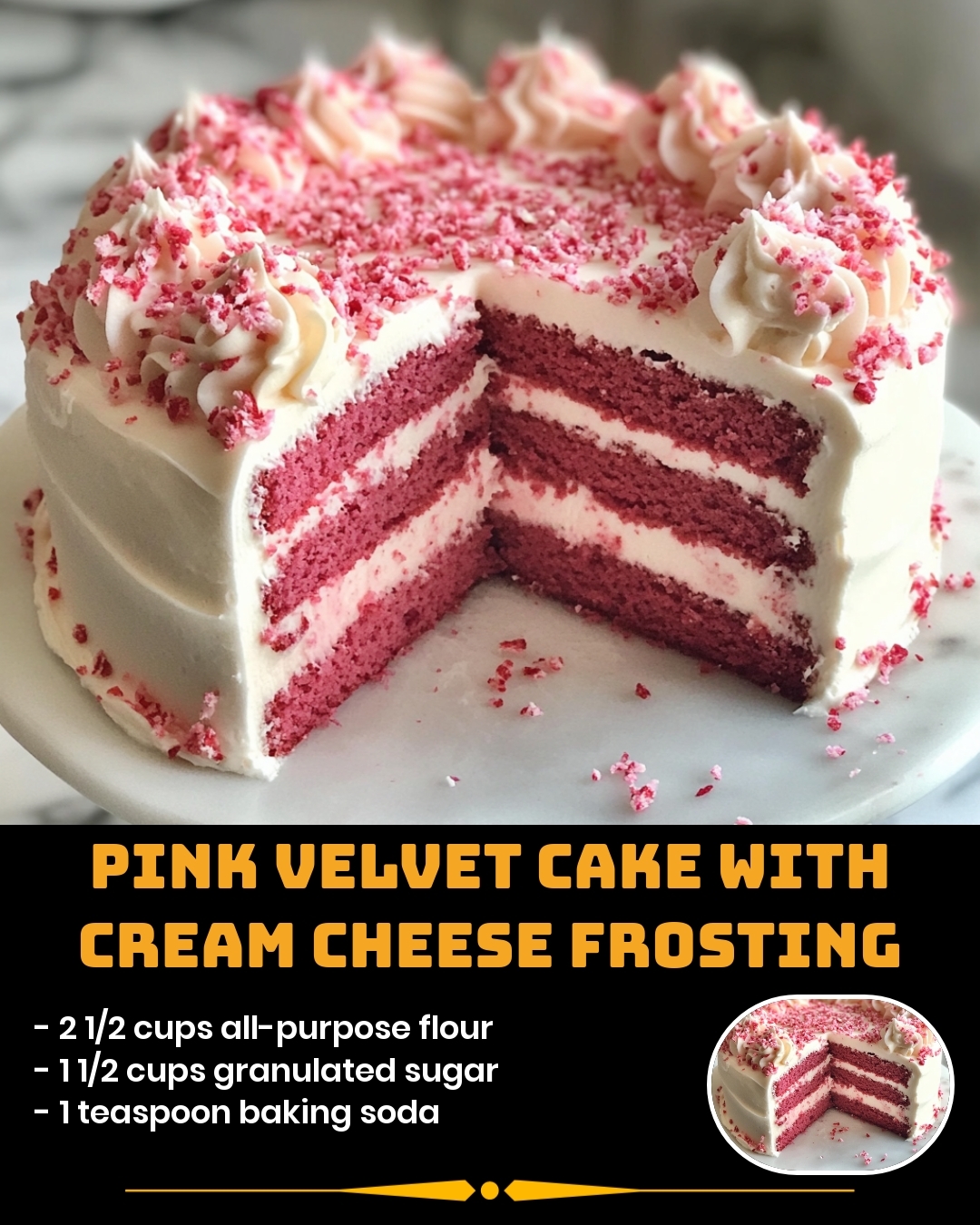 Pink velvet cake with cream cheese frosting