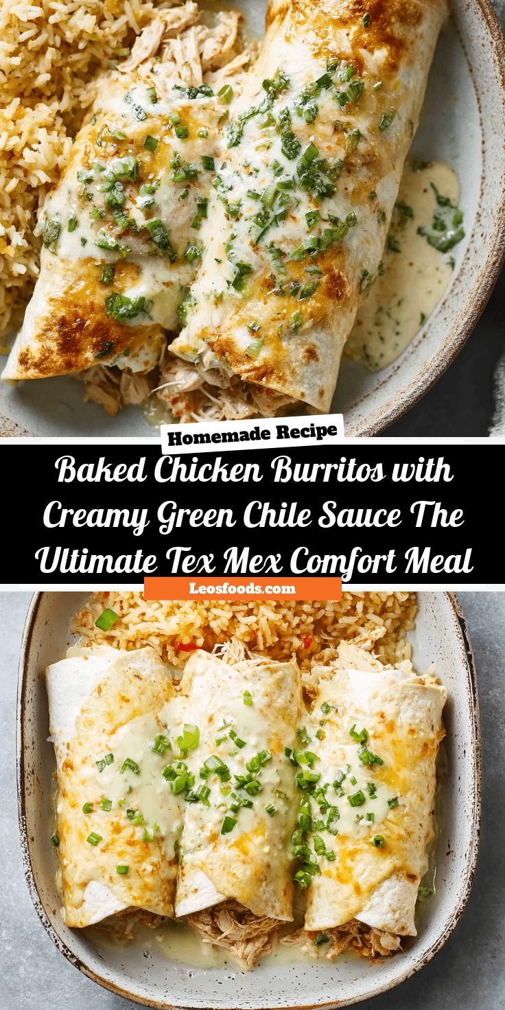 Baked Chicken Burritos with Creamy Green Chile Sauce: The Ultimate Tex-Mex Comfort Meal