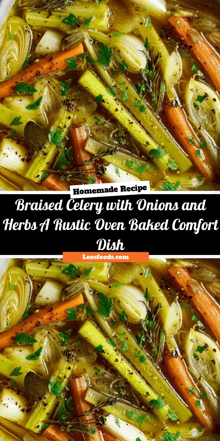 Braised Celery with Onions and Herbs — A Rustic Oven-Baked Comfort Dish