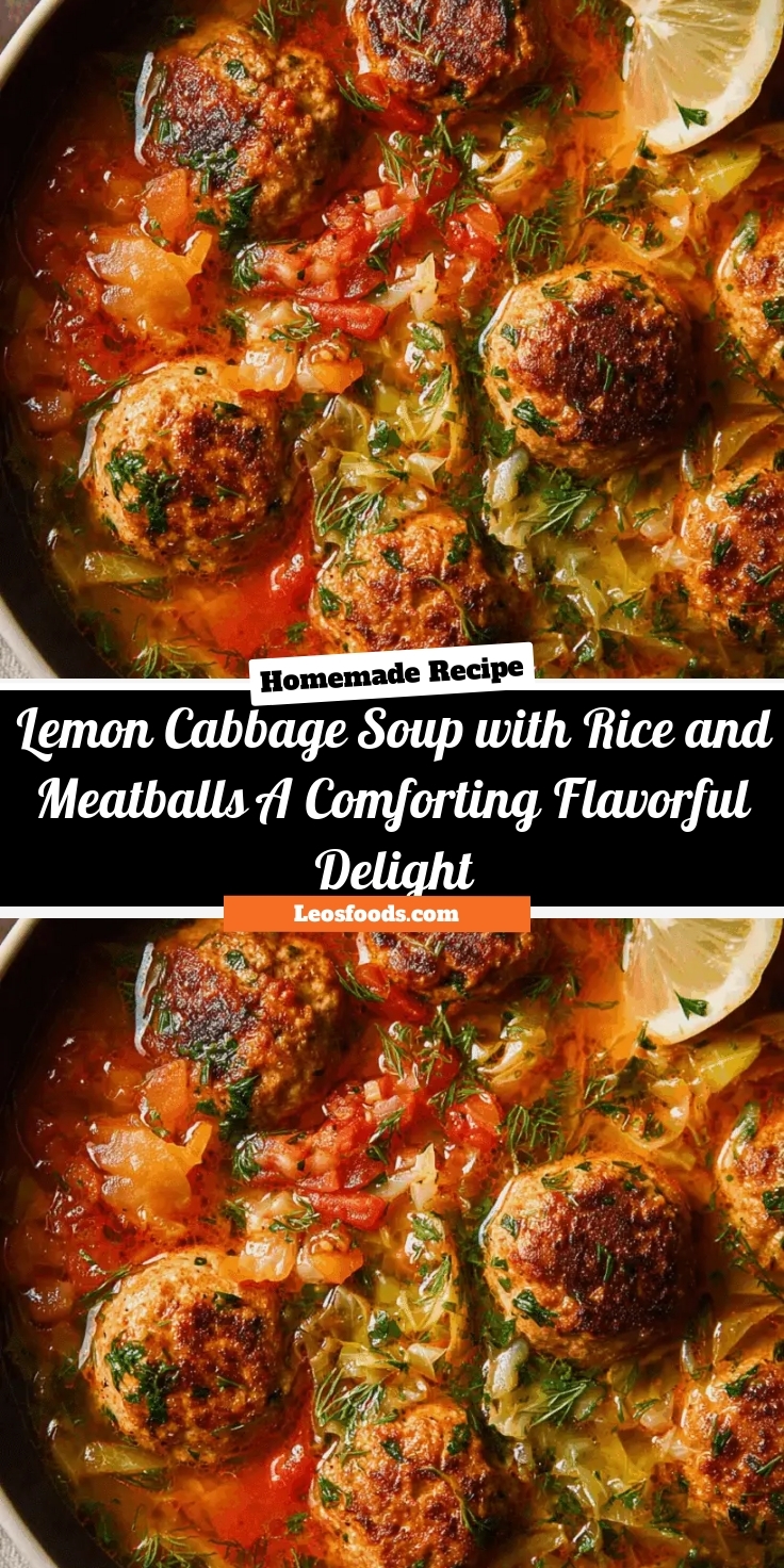 Lemon Cabbage Soup with Rice and Meatballs – A Comforting, Flavorful Delight