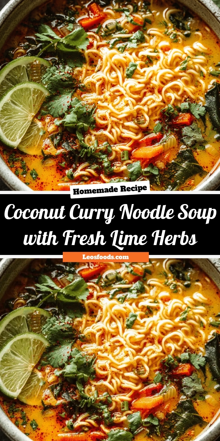 Coconut Curry Noodle Soup with Fresh Lime & Herbs