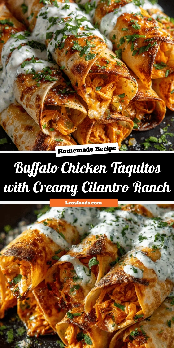 Buffalo Chicken Taquitos with Creamy Cilantro Ranch