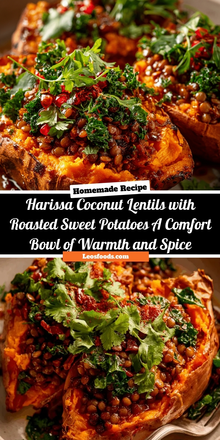 Harissa Coconut Lentils with Roasted Sweet Potatoes – A Comfort Bowl of Warmth and Spice