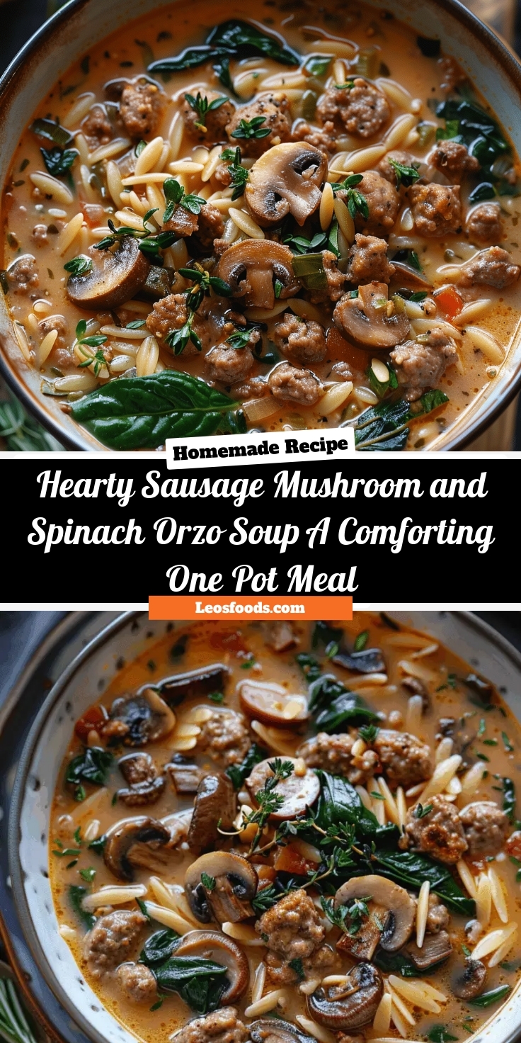 Hearty Sausage, Mushroom, and Spinach Orzo Soup: A Comforting One-Pot Meal