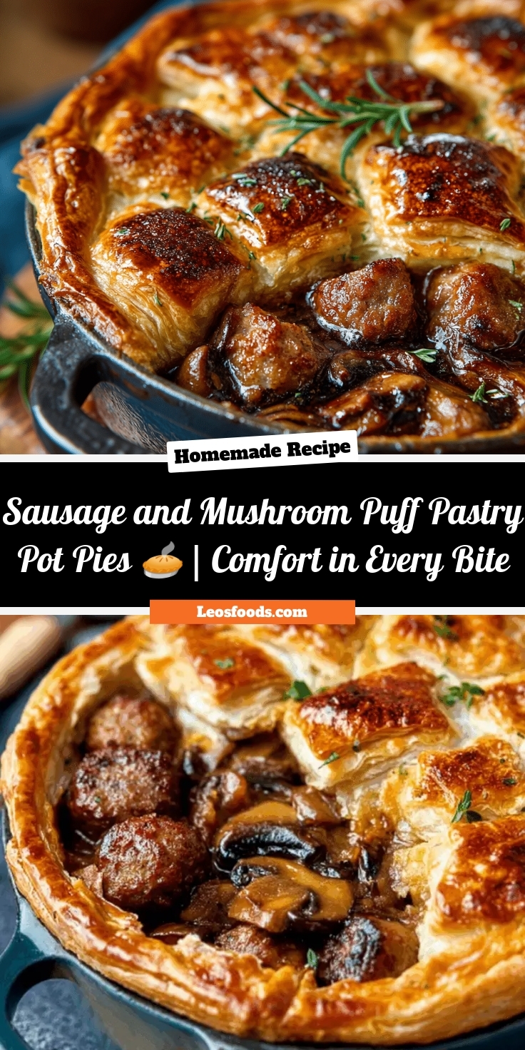 Sausage and Mushroom Puff Pastry Pot Pies 🥧 | Comfort in Every Bite
