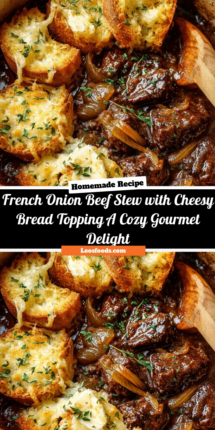 French Onion Beef Stew with Cheesy Bread Topping: A Cozy Gourmet Delight
