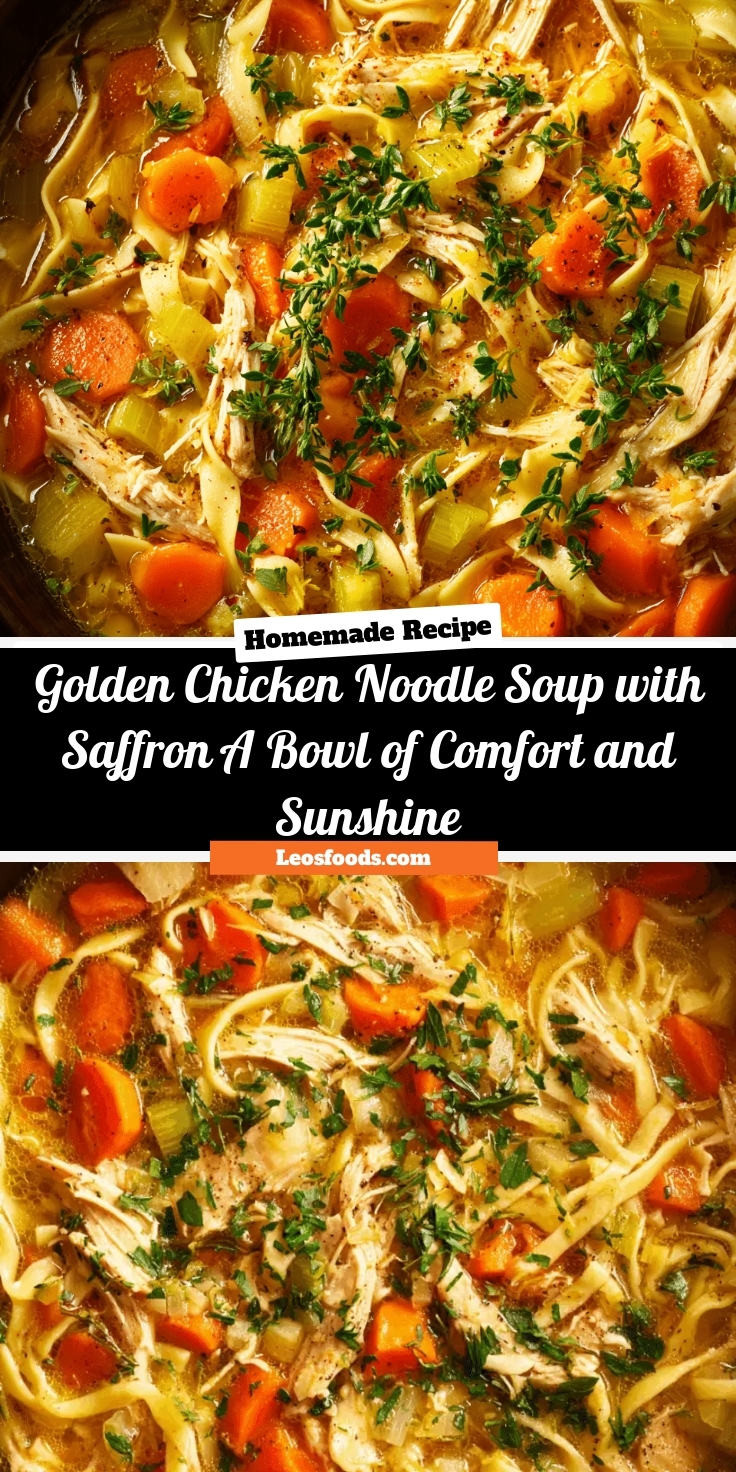 Golden Chicken Noodle Soup with Saffron — A Bowl of Comfort and Sunshine