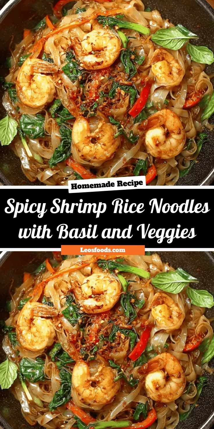 Spicy Shrimp Rice Noodles with Basil and Veggies