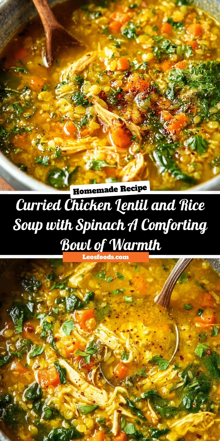 Curried Chicken Lentil and Rice Soup with Spinach – A Comforting Bowl of Warmth