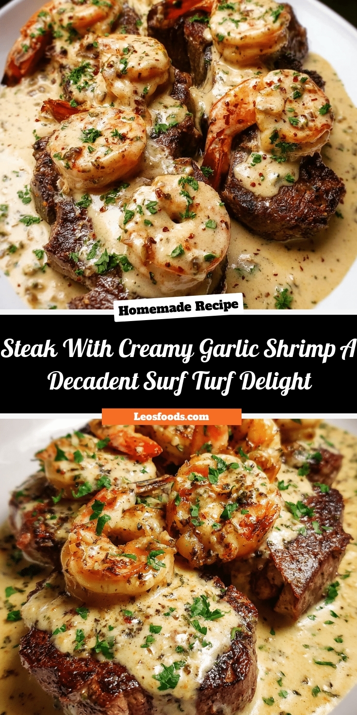 Steak With Creamy Garlic Shrimp: A Decadent Surf & Turf Delight