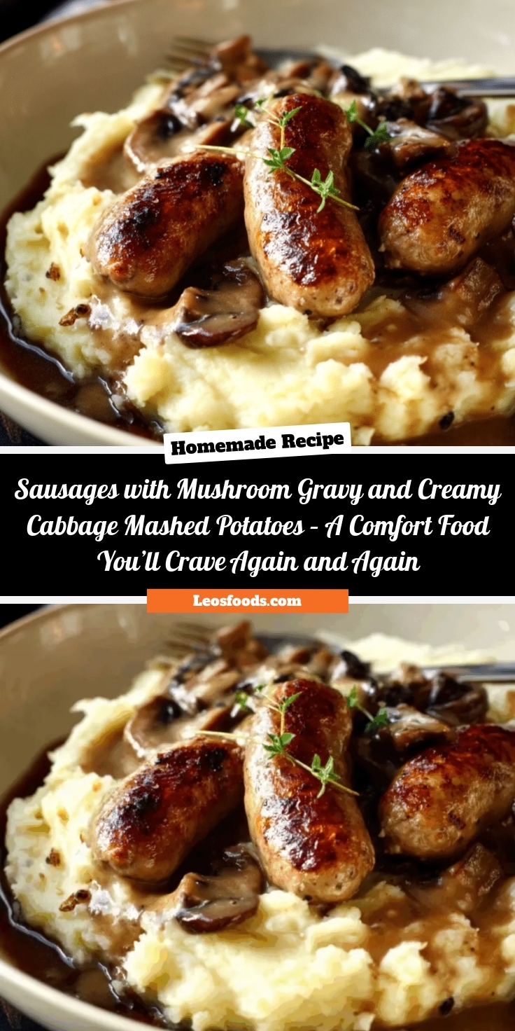 Sausages with Mushroom Gravy and Creamy Cabbage Mashed Potatoes – A Comfort Food You’ll Crave Again and Again