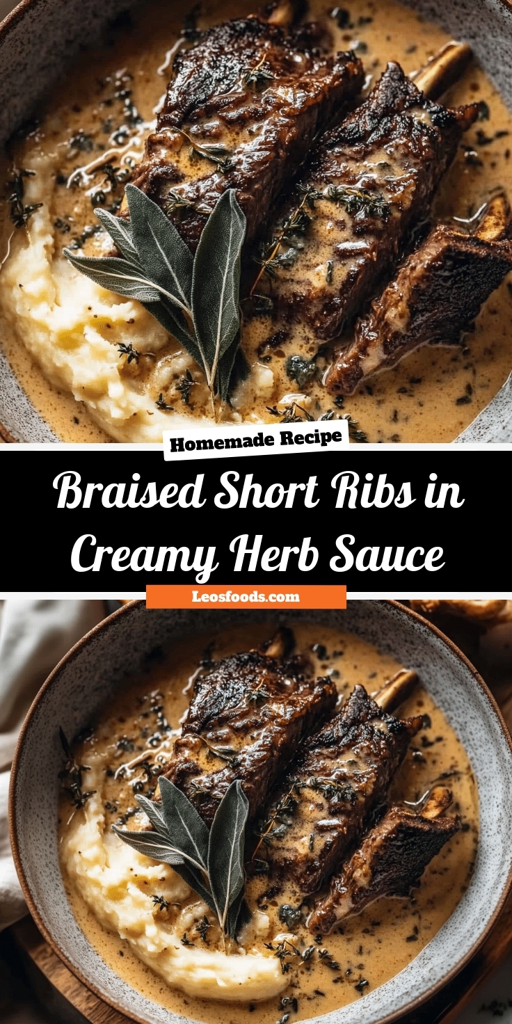 Braised Short Ribs in Creamy Herb Sauce