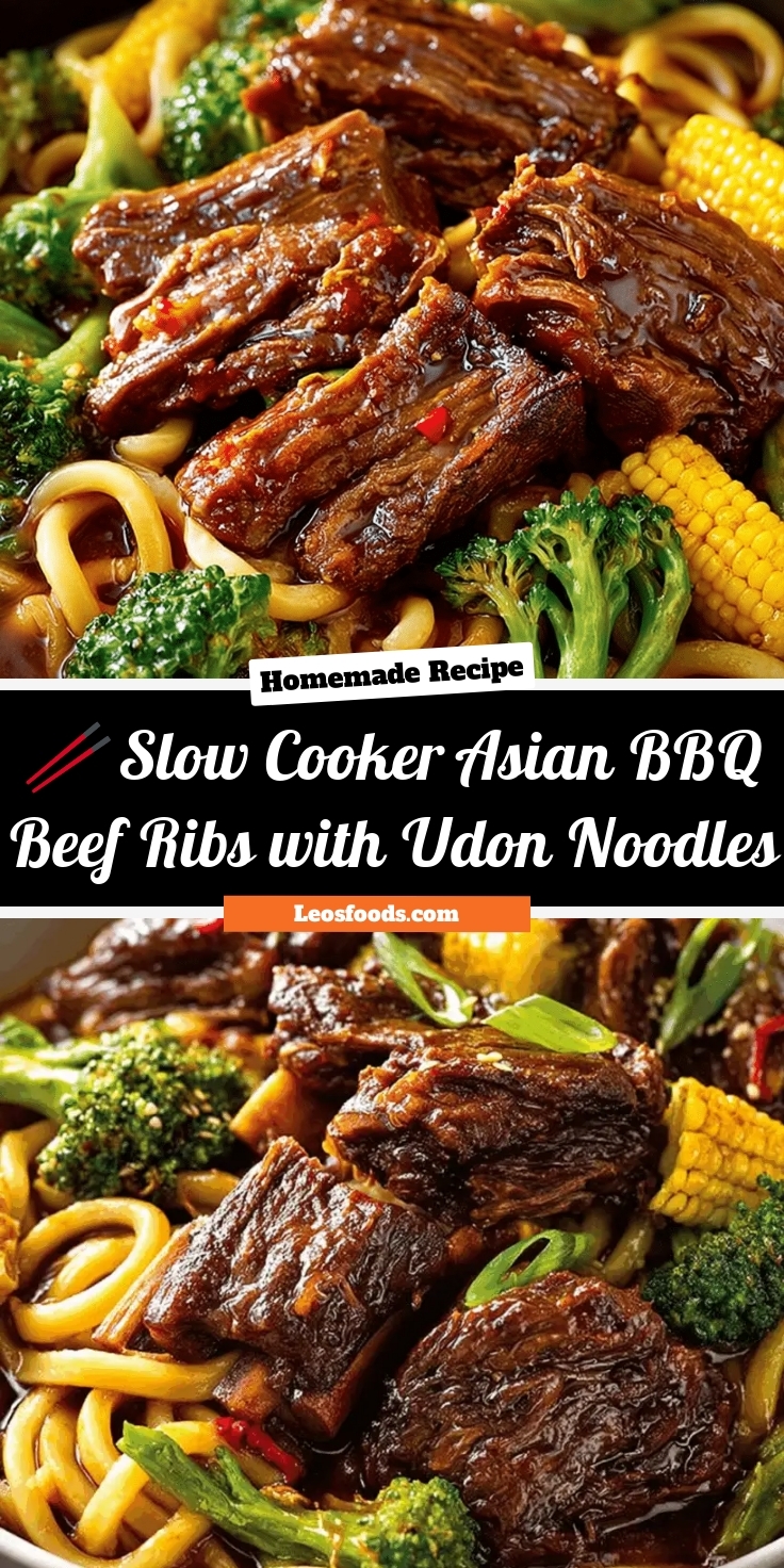 🥢 Slow Cooker Asian BBQ Beef Ribs with Udon Noodles