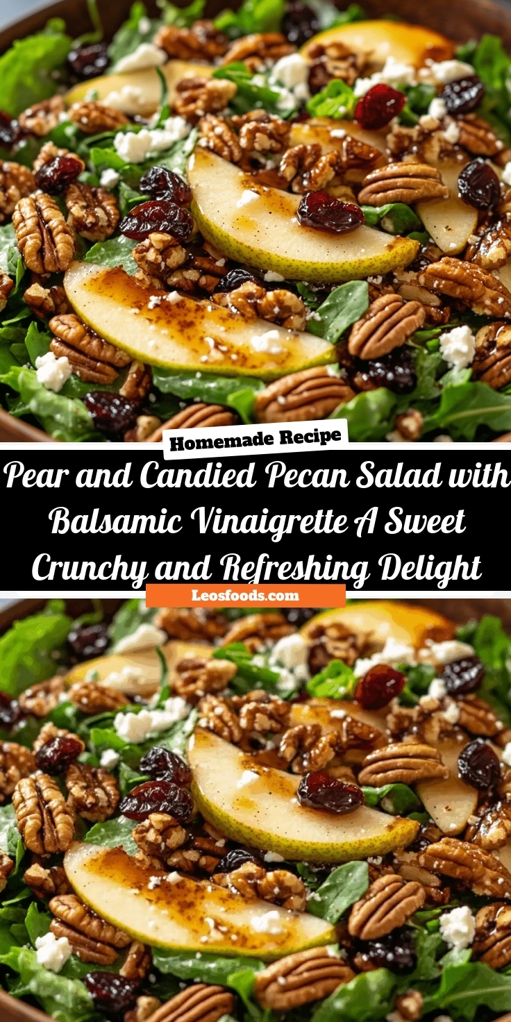 Pear and Candied Pecan Salad with Balsamic Vinaigrette — A Sweet, Crunchy, and Refreshing Delight