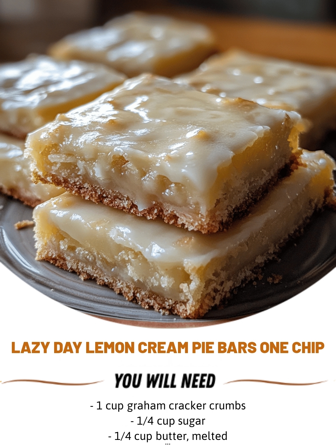Lazy Day Lemon Cream Pie Bars one chip