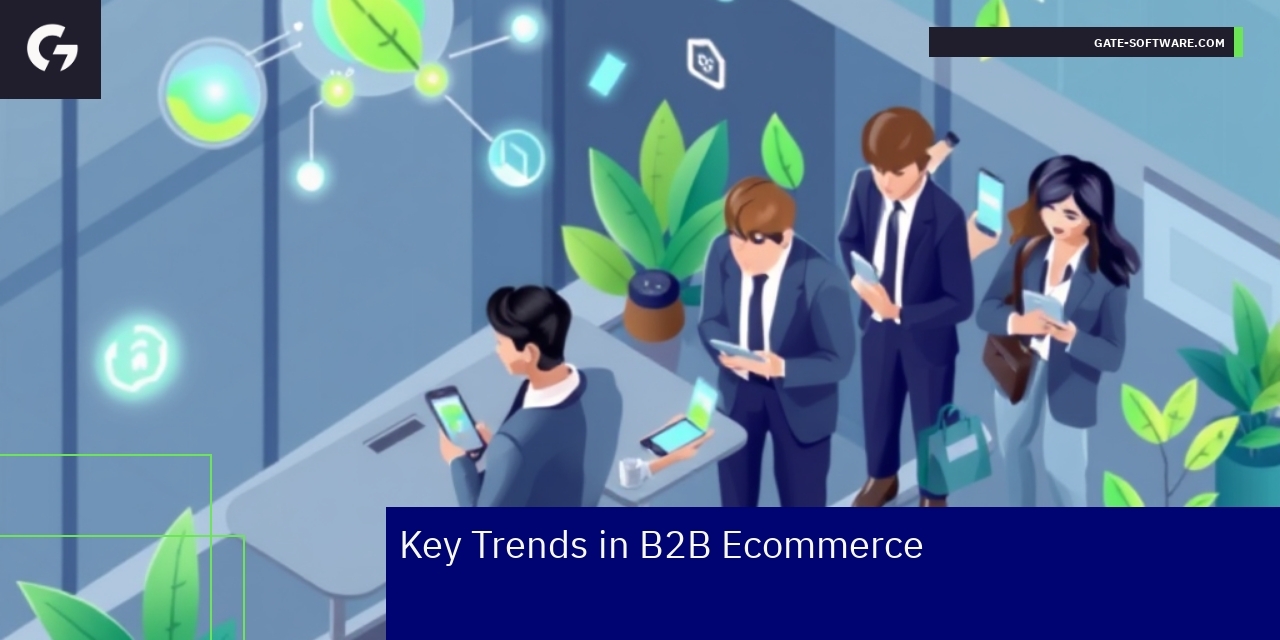 Key Trends in B2B Ecommerce Illustration of B2B ecommerce trends and digital platforms