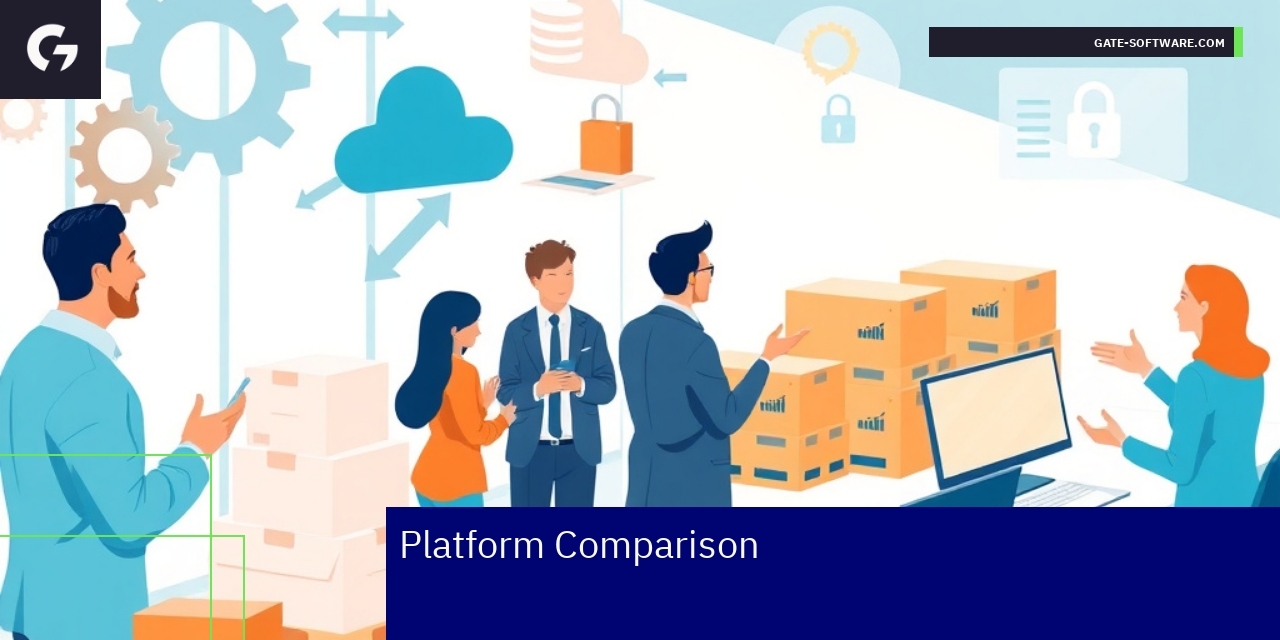 B2B E-commerce Platform Comparison and Benefits Diagram showing B2B platform comparison features
