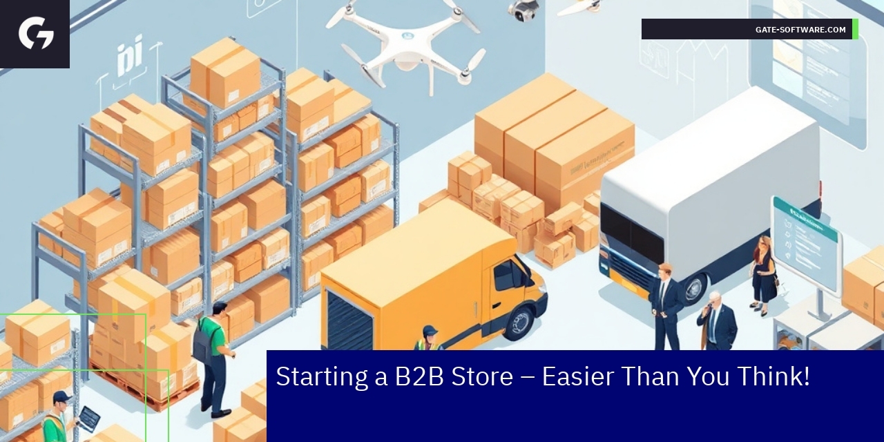 Illustration showing B2B e-commerce workflow and integration
