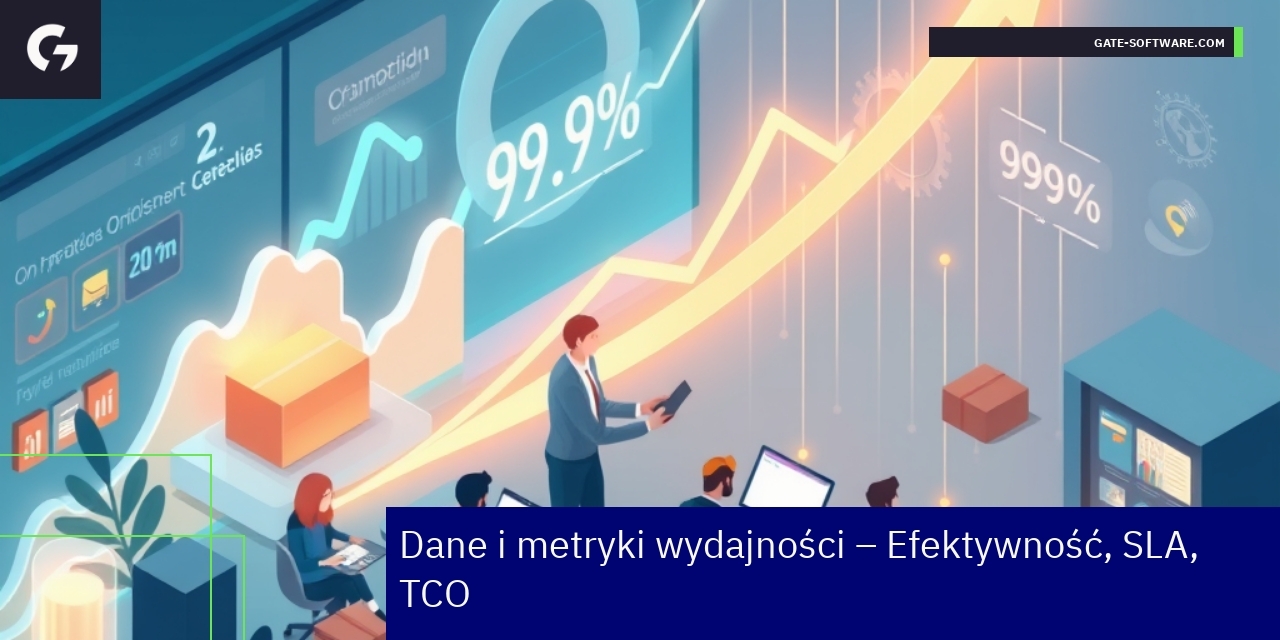 Kluczowe metryki efektywności projektów Magento Wykresy i ikony dotyczące efektywności i kosztów