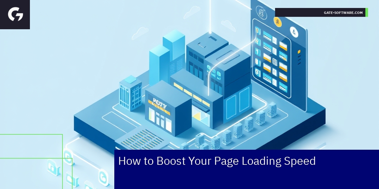 Boosting Page Load Speed Techniques Illustration of fast loading web performance elements