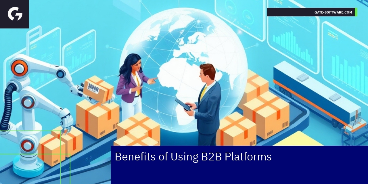 Benefits of B2B Platforms in Ecommerce Illustration of B2B business growth and automation