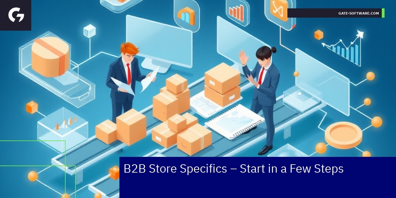 Diagram showing B2B online store setup steps