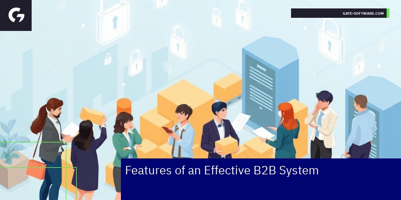 Illustration of integration, CRM and security icons