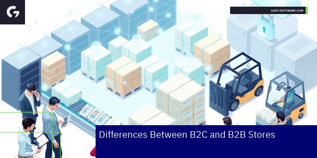 Business people using B2B ecommerce platforms on devices