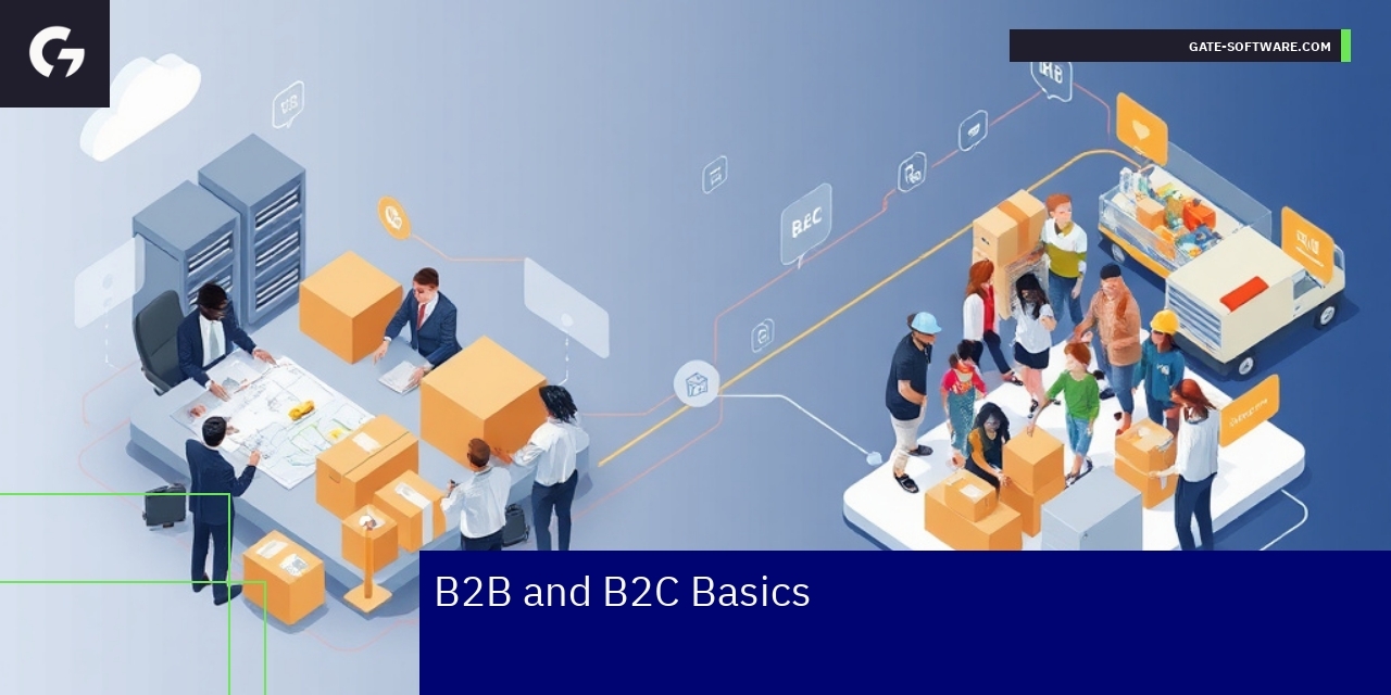 Business professionals discussing B2B and B2C strategies