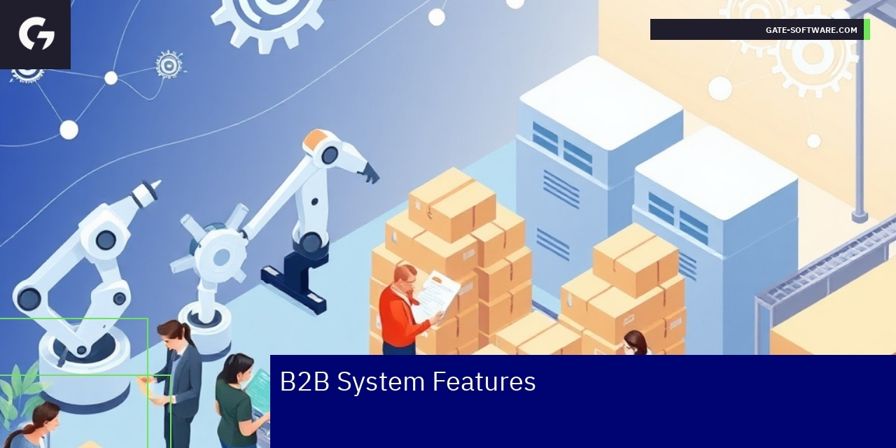 Key Features of B2B Wholesale Systems B2B system icons representing management, integration, support