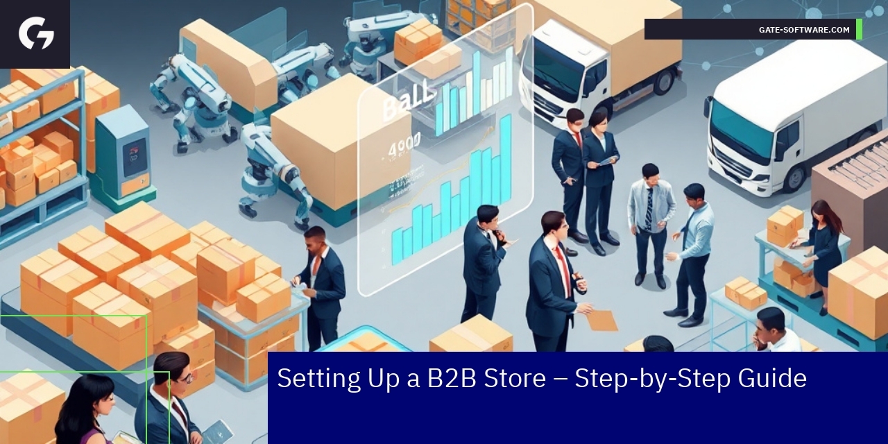 B2B store setup with offers and sales panel visuals