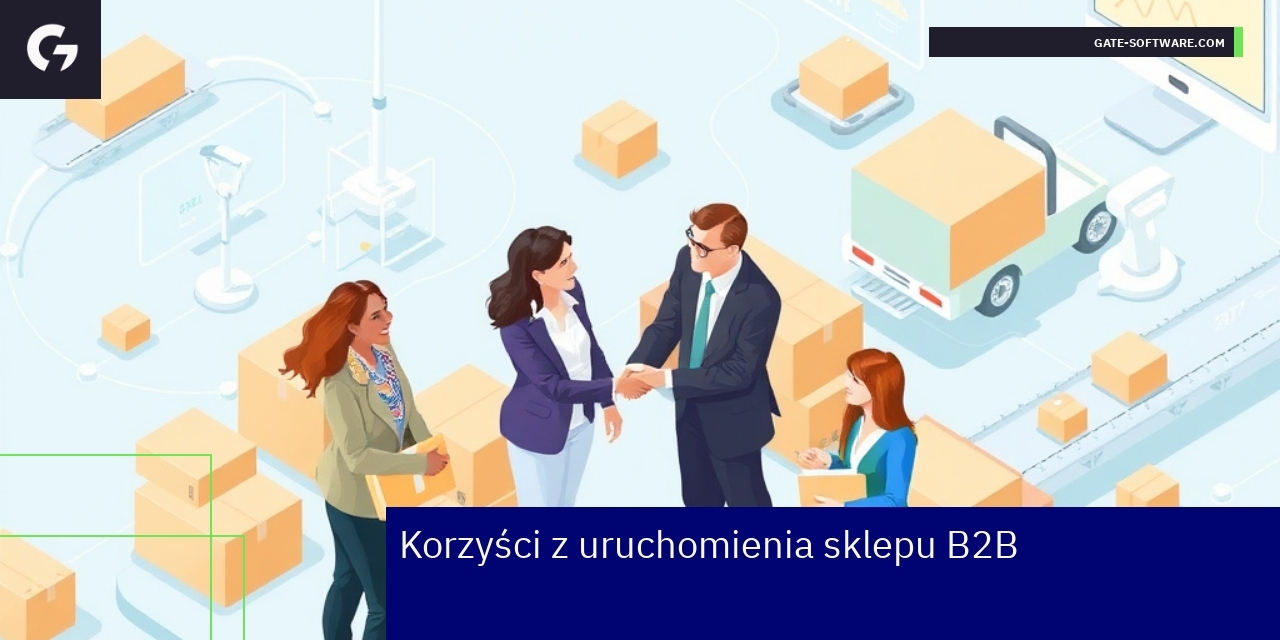 Korzyści z uruchomienia sklepu B2B dla firm Diagram przedstawiający korzyści sklepu B2B