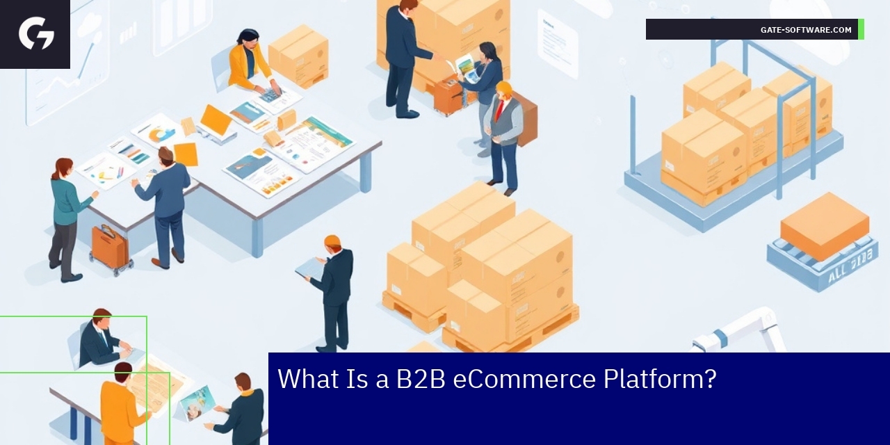 B2B eCommerce Platform Key Features and Benefits Diagram of B2B platform features and workflow