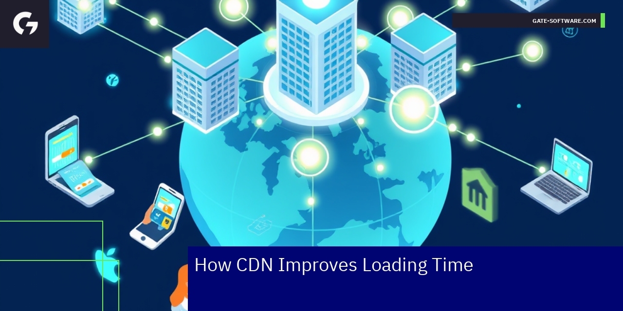 Diagram showing CDN nodes reducing website loading time