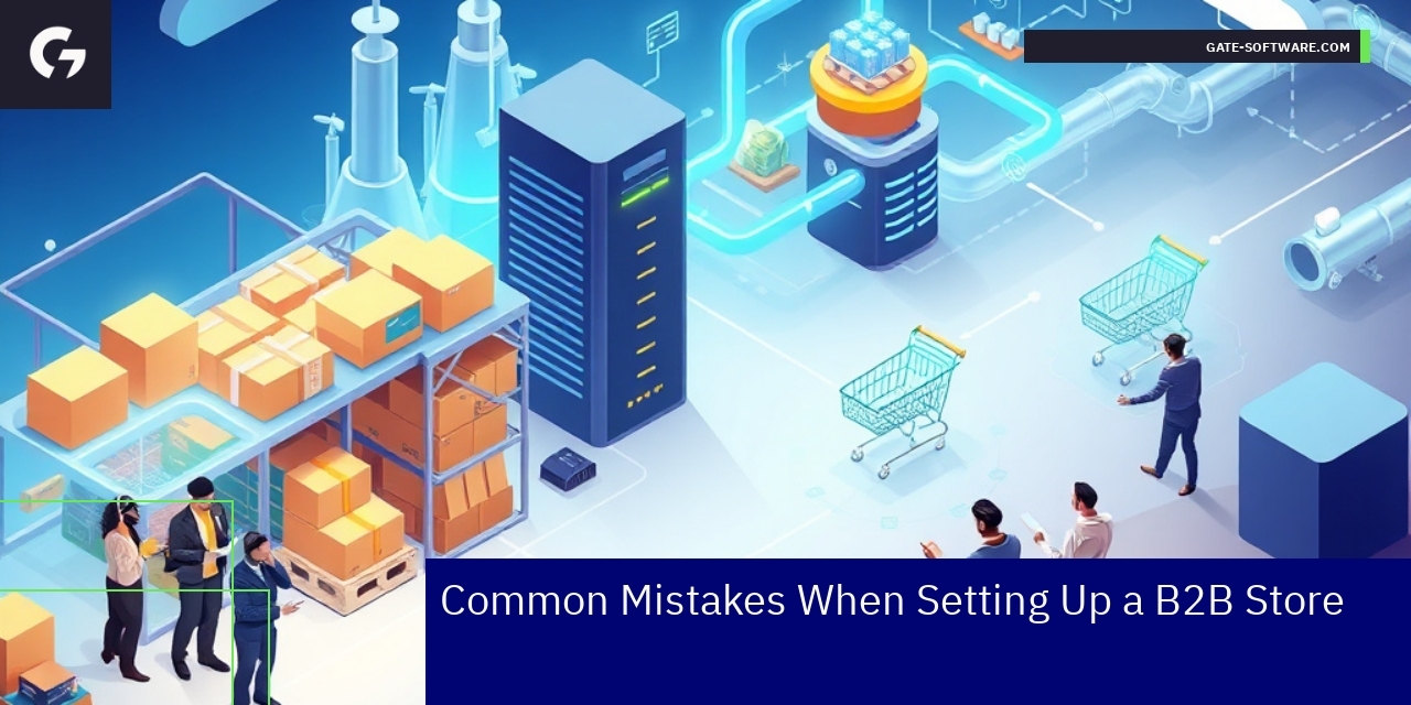 Diagram showing B2B store setup steps and efficiency