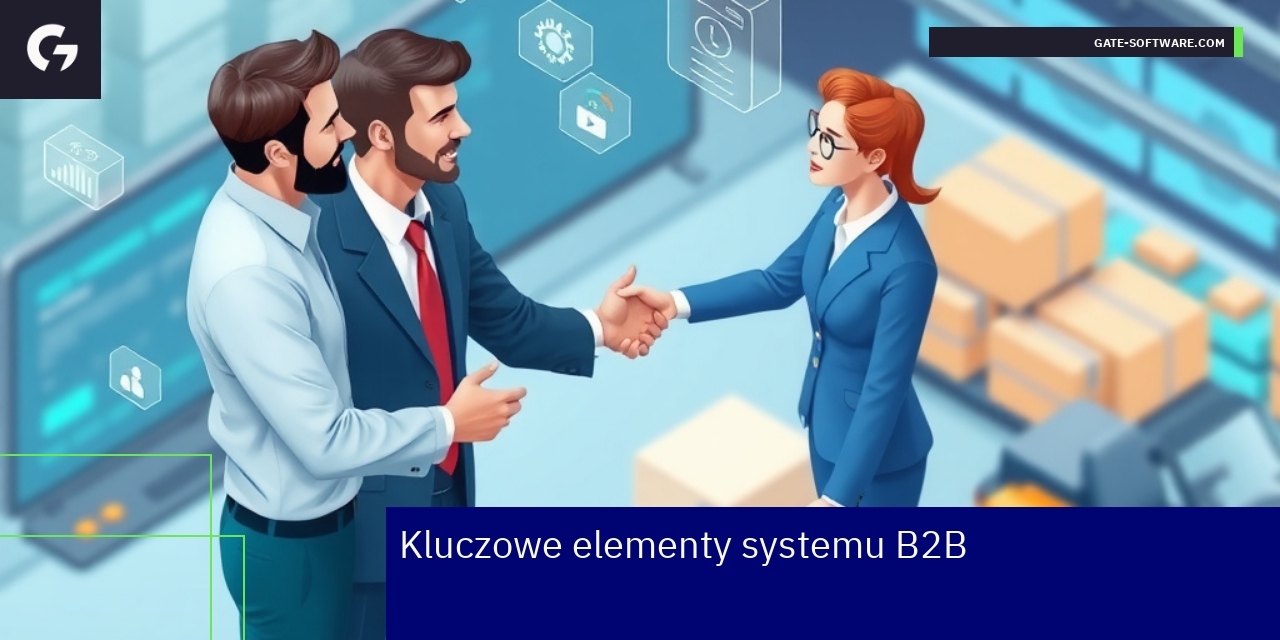 Schemat systemu B2B z CRM i automatyzacją zamówień