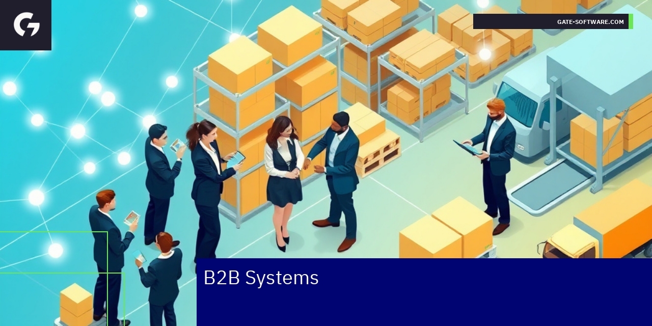 Key Aspects of B2B Systems Explained Diagram showing B2B system features and benefits