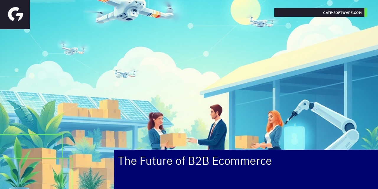 Illustration of B2B ecommerce tech and growth concepts