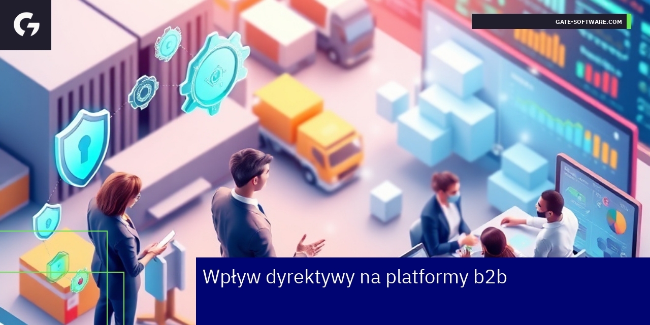 Schemat platformy B2B z elementami technologicznymi