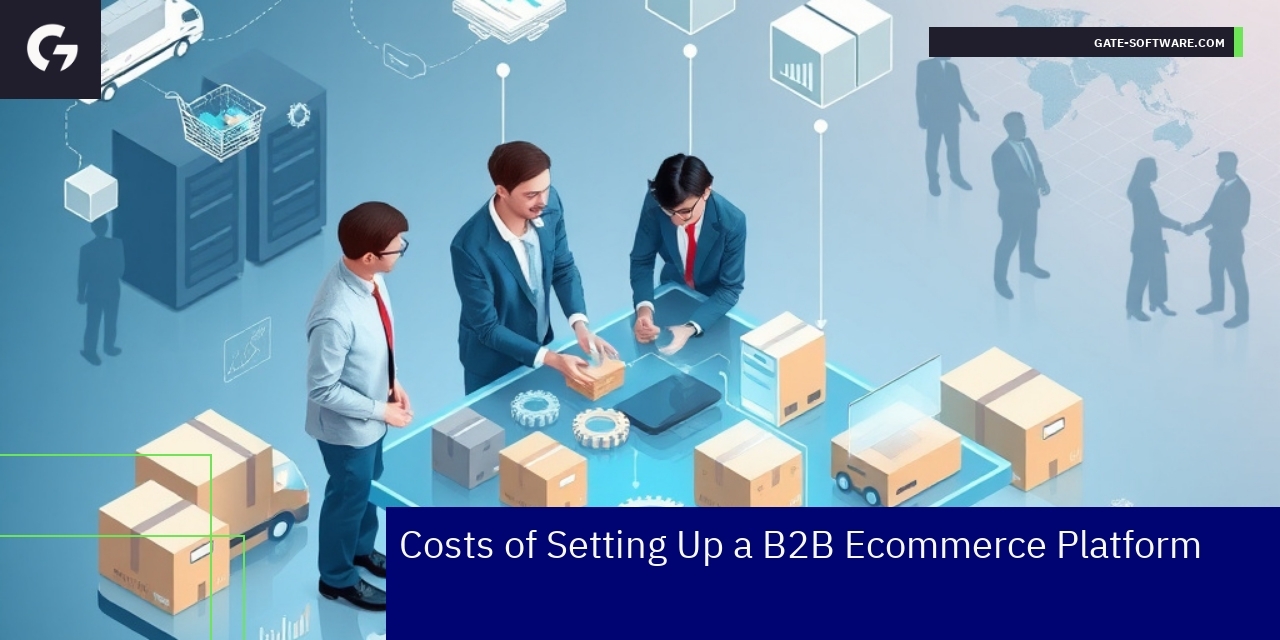 B2B Ecommerce Platform Setup Costs Overview Diagram showing B2B ecommerce setup cost components