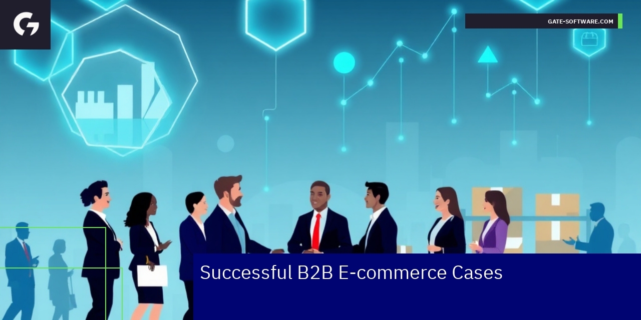 Successful B2B E-commerce Case Studies Summary Abstract graphic showing B2B ecommerce digital growth