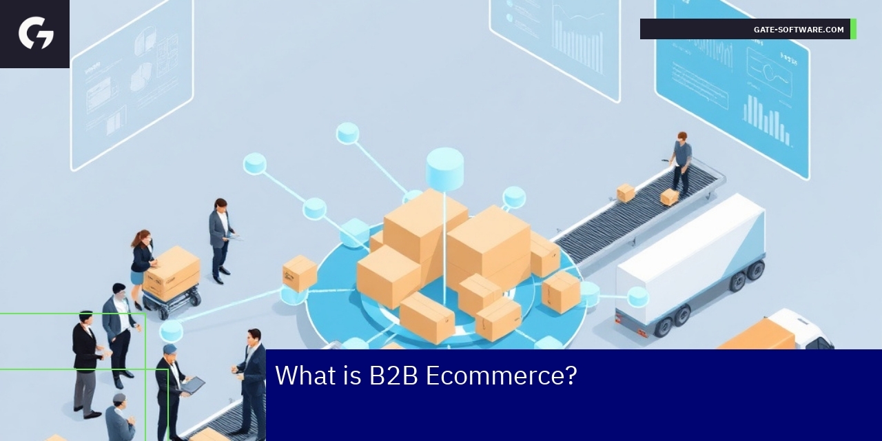Illustration of B2B ecommerce and business transactions