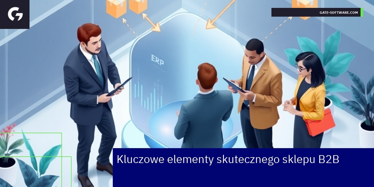 Schemat platformy B2B z integracją i procesami zakupowymi