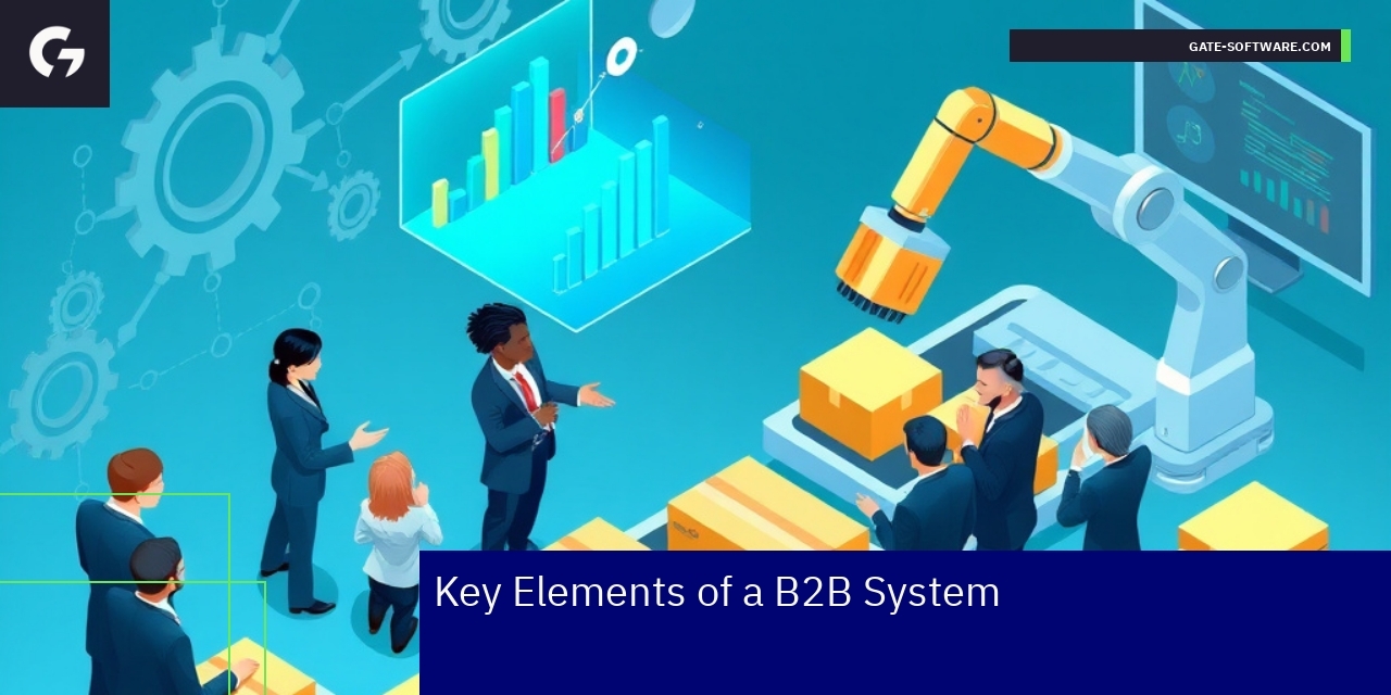 Key Elements of a Successful B2B eCommerce System Illustration of B2B system features and user engagement