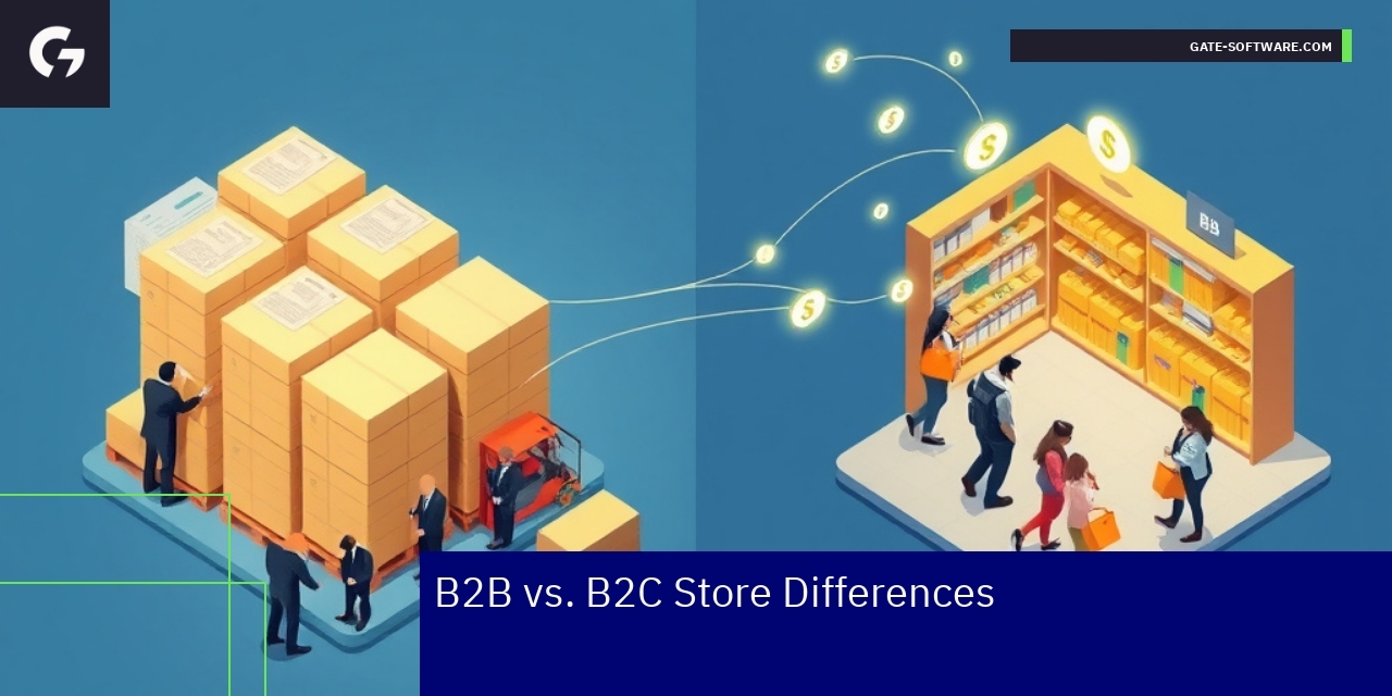 Illustration of B2B and B2C ecommerce differences