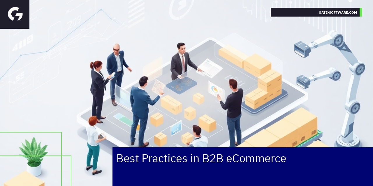 B2B ecommerce concepts with data and CRM icons