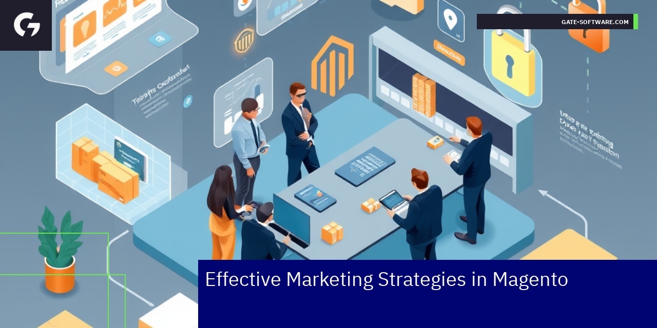 Magento platform with marketing and security icons