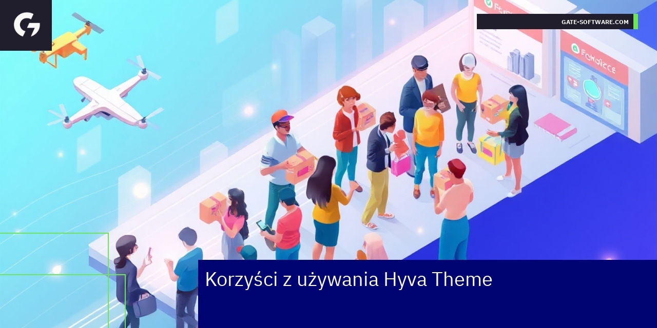 Korzyści z Hyva Theme w Magento 2 Schemat przedstawiający zalety Hyva Theme