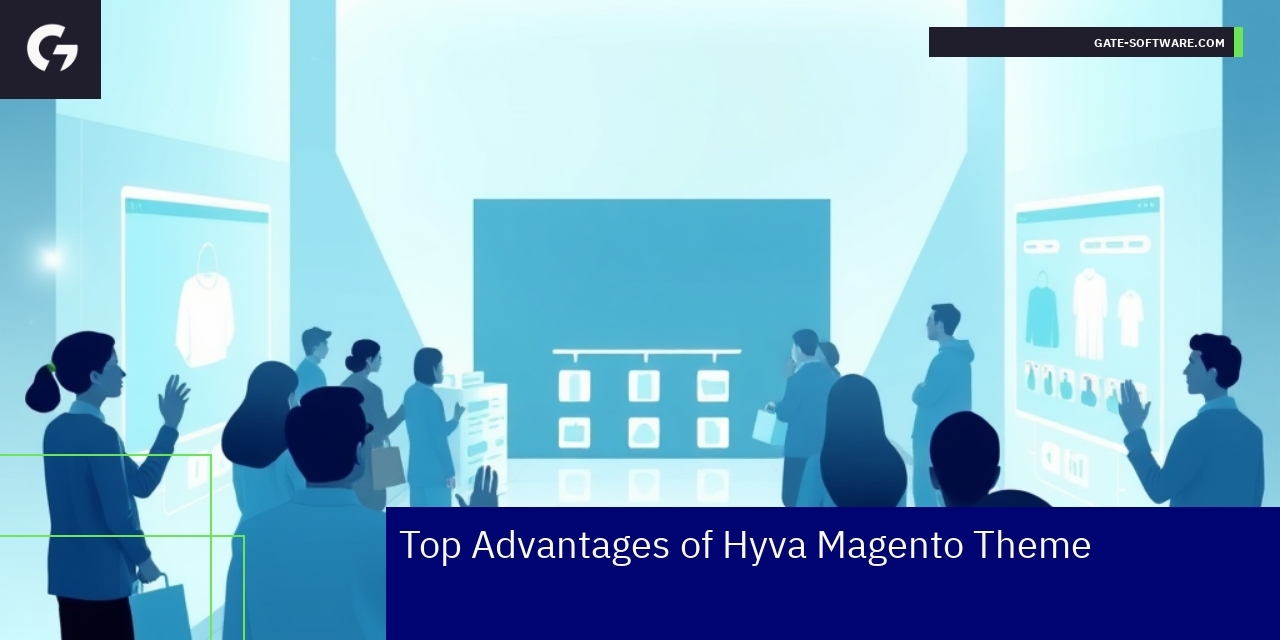 Hyva Magento Theme Benefits for eCommerce Illustration of fast loading and accessible Magento theme