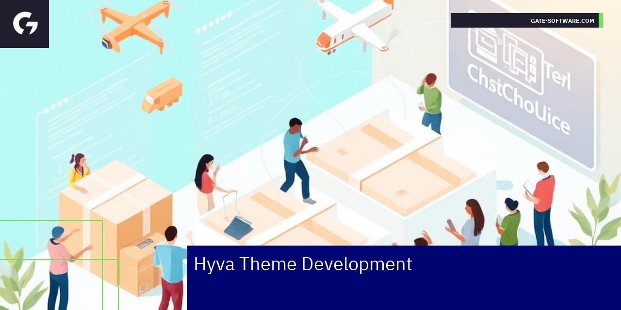 Developer coding with Magento Hyva theme interface